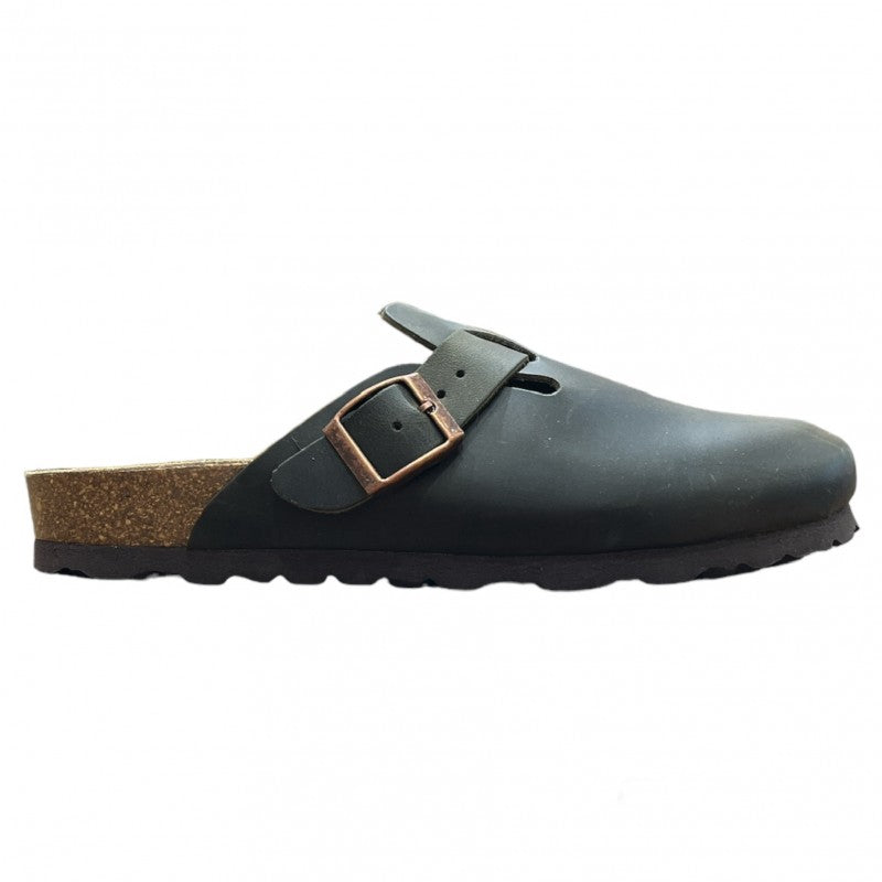 Sabot Natuned CH18 unisex dettaglio tomaia pelle oliata naturale Made in Spain