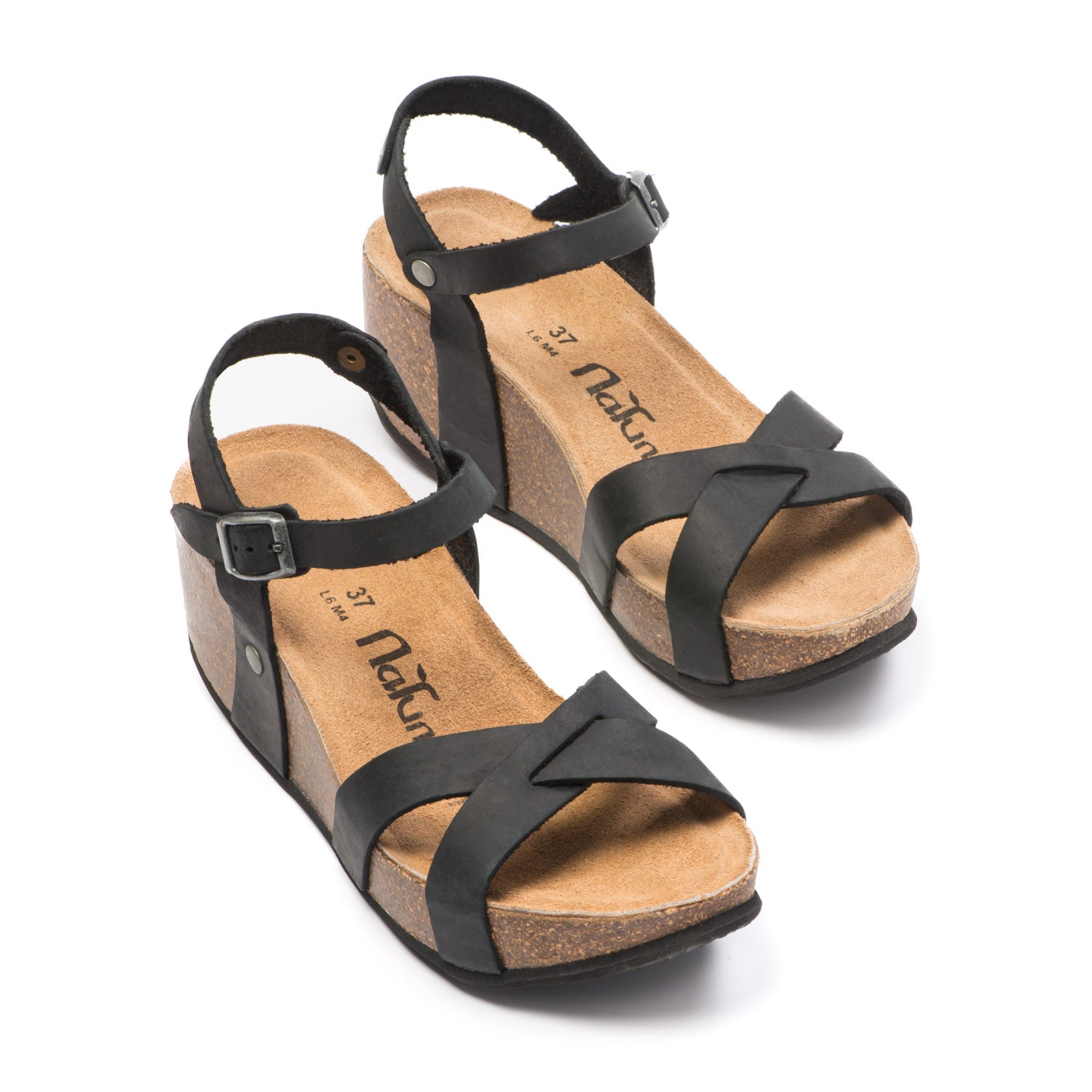 Natuned CH21 - Sandalo con Cinturini Incrociati e Zeppa Flatform in Pelle Naturale