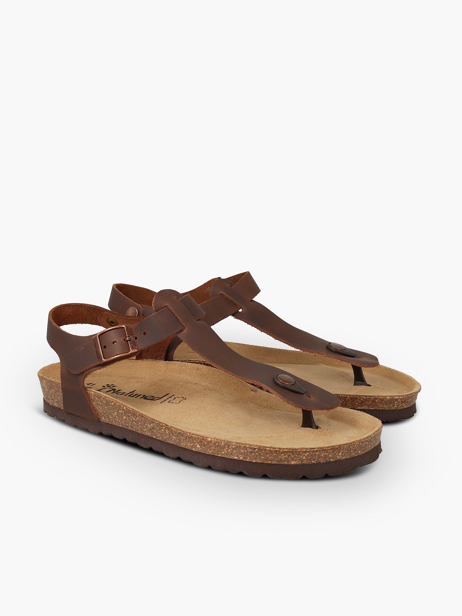 Sandalo Natuned CH31 unisex vista frontale con fascia a T e fibbia metallica