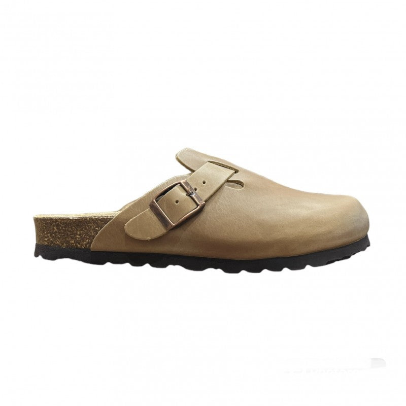 Sabot Natuned CH18 unisex dettaglio tomaia in pelle oliata