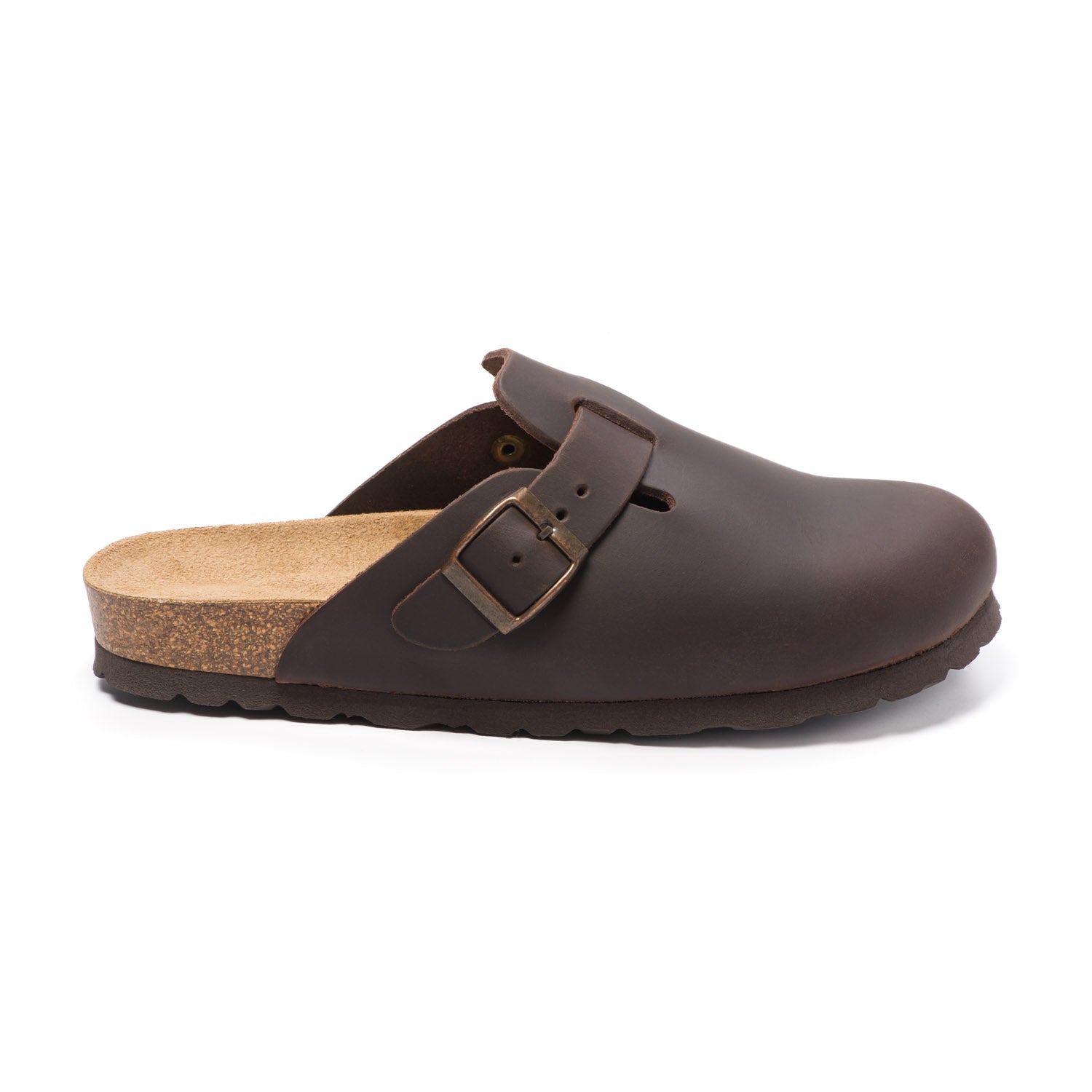 Sabot Natuned CH18 unisex pelle oliata vista laterale Made in Spain