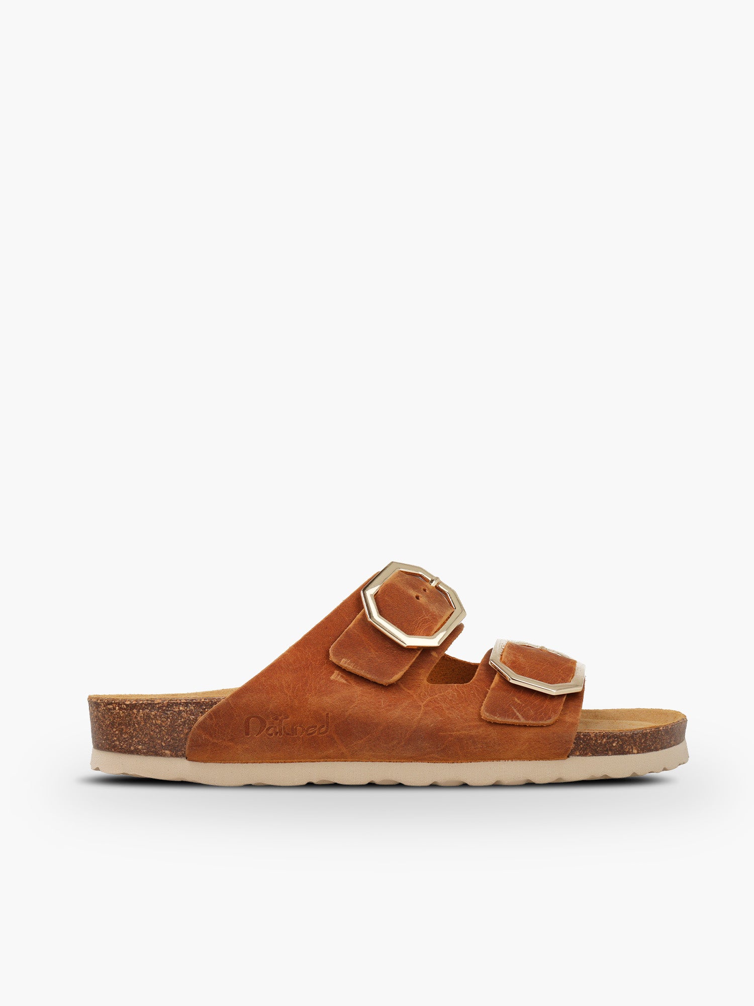 Mule Natuned CH32 donna in pelle nabuk vista laterale doppia fascia