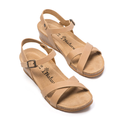 CH11 - Sandal with crossed bands with adjustable straps and wedge for woman