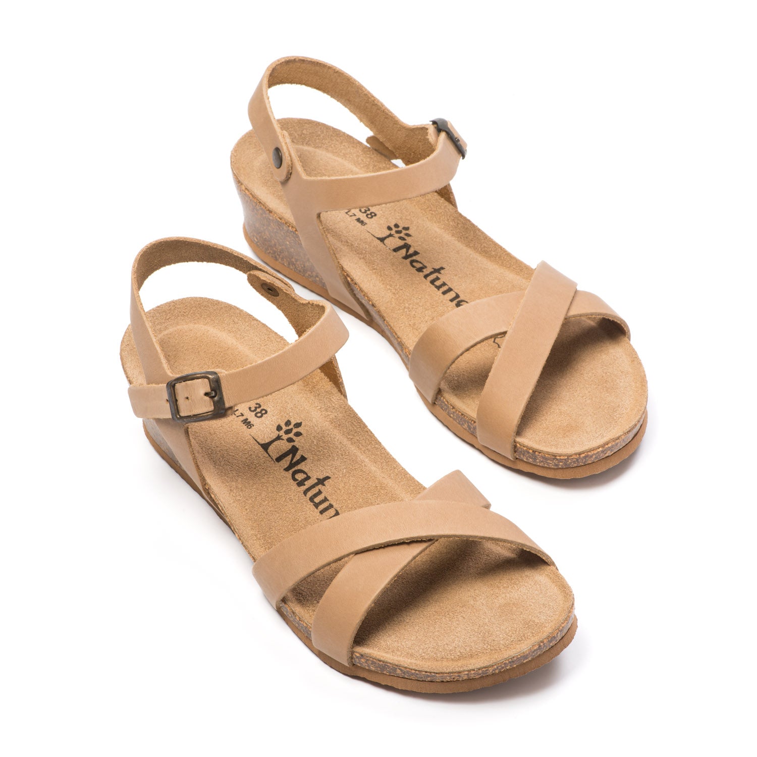 Natuned CH11 - Sandalo con Fascette Incrociate in Pelle Naturale