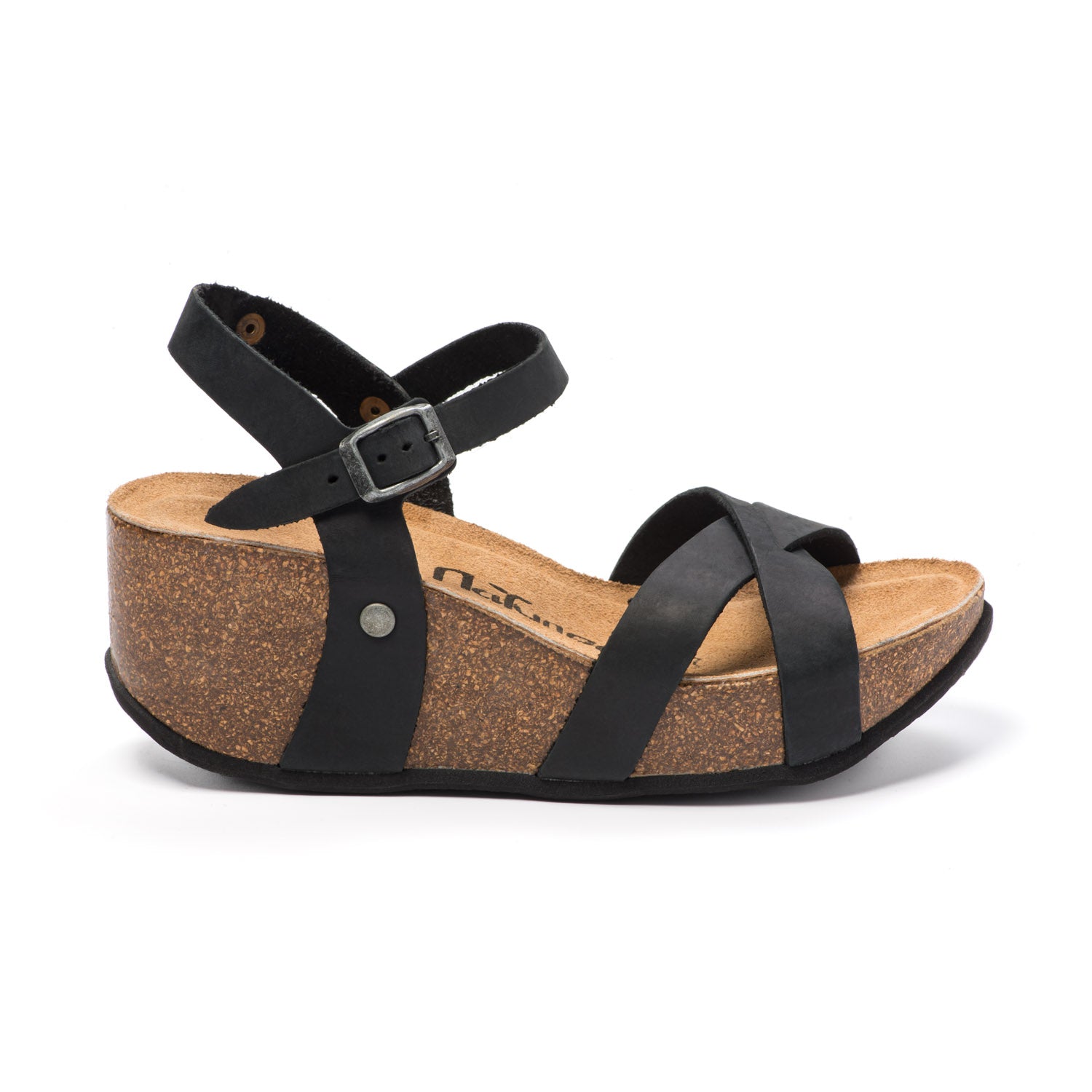Natuned CH21 - Sandalo con Cinturini Incrociati e Zeppa Flatform in Pelle Naturale