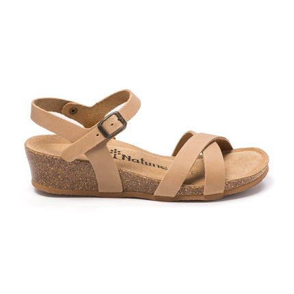 CH11 - Sandal with crossed bands with adjustable straps and wedge for woman