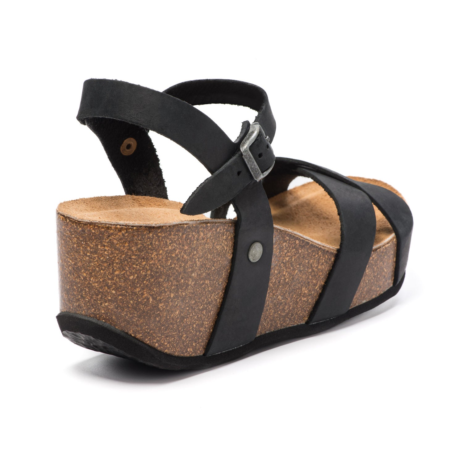 Natuned CH21 - Sandalo con Cinturini Incrociati e Zeppa Flatform in Pelle Naturale