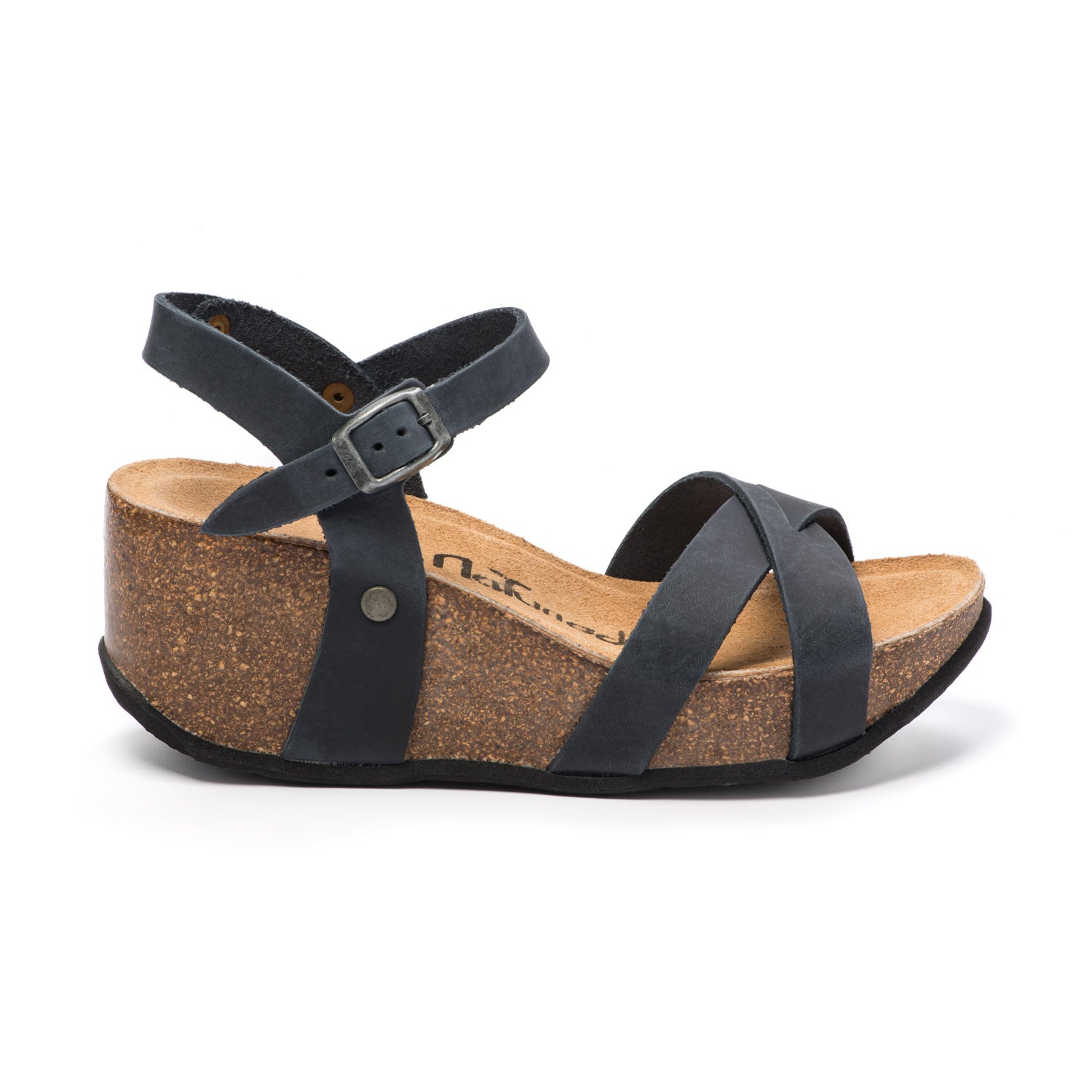 Natuned CH21 - Sandalo con Cinturini Incrociati e Zeppa Flatform in Pelle Naturale