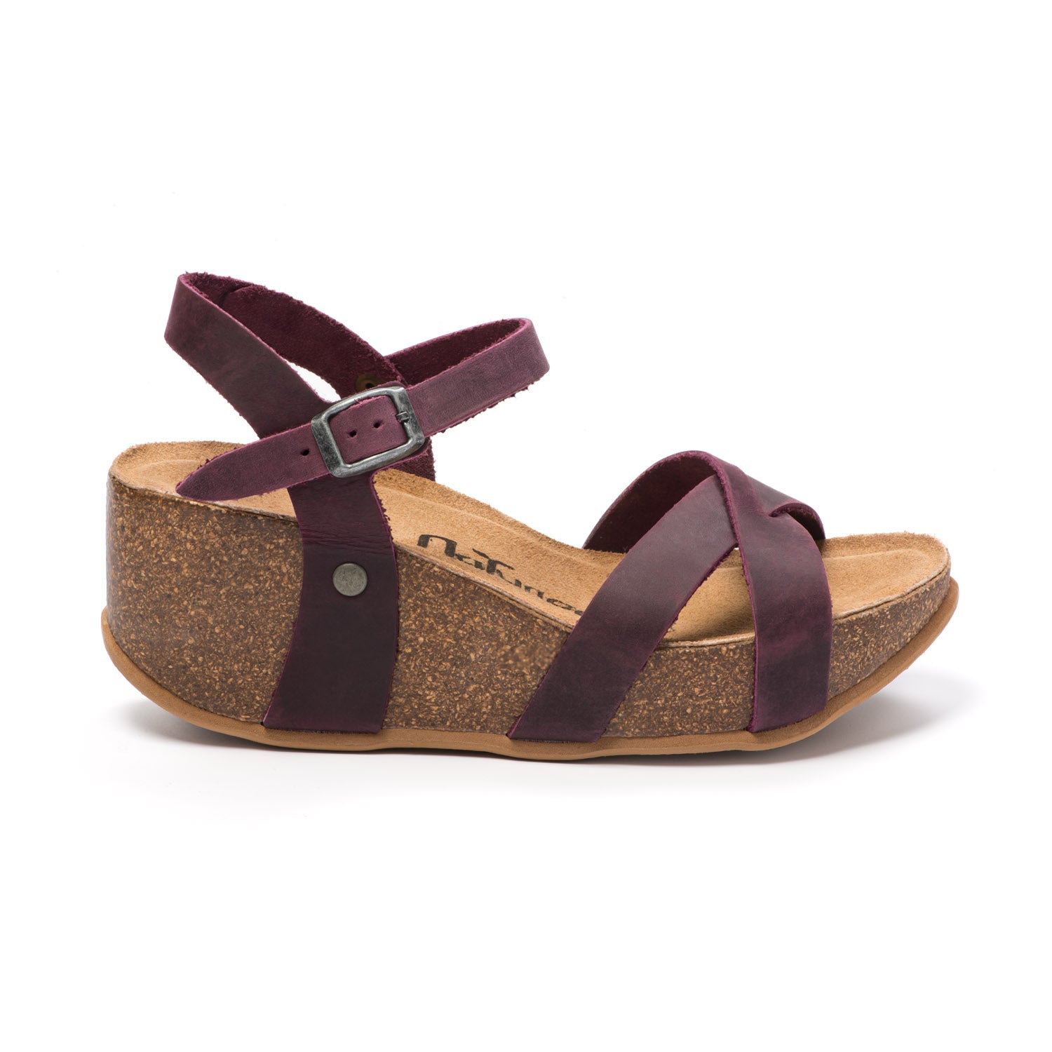 Natuned CH21 - Sandalo con Cinturini Incrociati e Zeppa Flatform in Pelle Naturale
